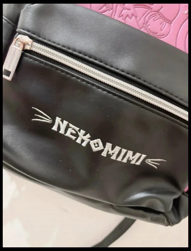 Kawaii Nekomimi Red Robin Design Manga Backpack Black Pink – photo 4